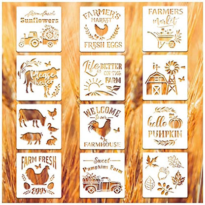 12 Pack Farmhouse Stencils Reusable for Painting on Wood Signs Wall Decor - style: Contemporary