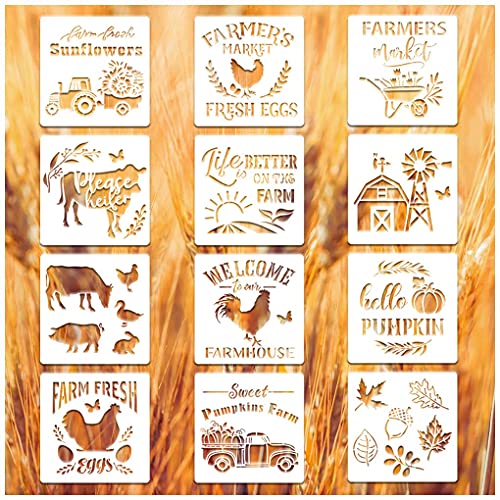 12 Pack Farmhouse Stencils Reusable for Painting on Wood Signs Wall Decor - style: Contemporary
