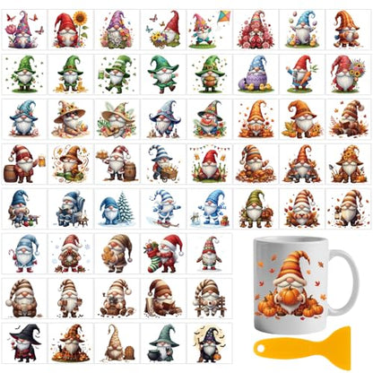 GLOBLELAND 56 Sheets Holiday Gnome Transfer Sticker for Crafts 3.9×3.6 inch - color: Gnomes