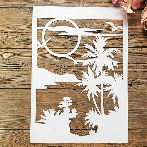 TIAMECH A4 Reusable Moon Tree Stencil for Painting - style: Moon Tree