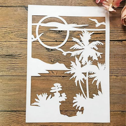 TIAMECH A4 Reusable Moon Tree Stencil for Painting - style: Moon Tree