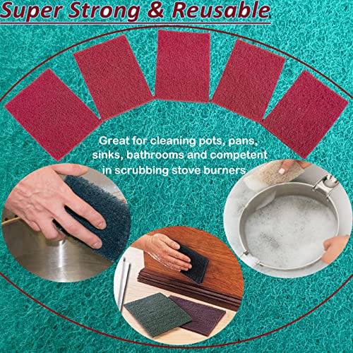 Tonmp 10 Pack 6" x 9" 400 Grit General Purpose Scuff Pads for Scuffing, Scouring, Sanding, Paint Primer Prep Adhesion Scratch - Surface Preparation Automotive Car Auto Body Woodworking (Red) - color: Red -400 Grit