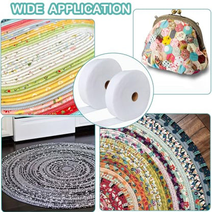 2 Roll Jelly Roll Batting Strip 2 1/4 Inch Cotton Blend Fleece Batting On A Roll Total 70 Yards for Jelly Roll Rugs,Throw Rugs,Braided Rug - size: 2 1/4in×70yd