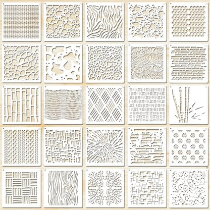 25 PCS Stencils Texture Stencils for Painting 5 Inches Shape Stencil