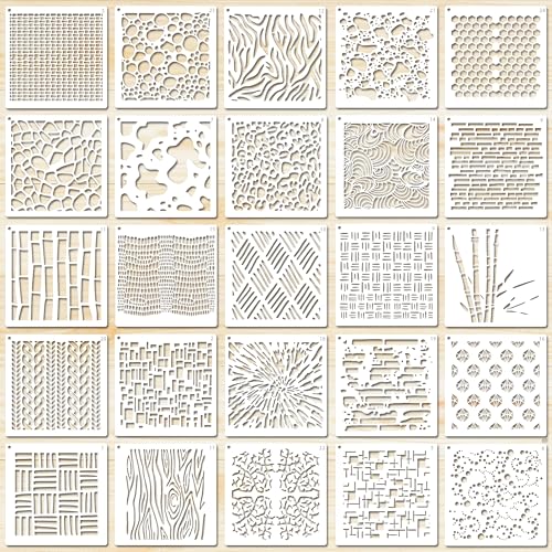 25 PCS Stencils Texture Stencils for Painting 5 Inches Shape Stencil