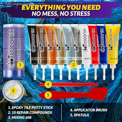 COCONIX Tile & Ceramic Repair Kit for Chips, Cracks, Stone, Marble & Quartz