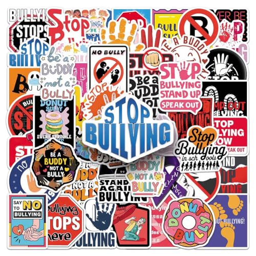 Anti Bullying Stickers |50Pcs Stop Bullying Theme Waterproof Vinyl Decals - color: Anti Bullying