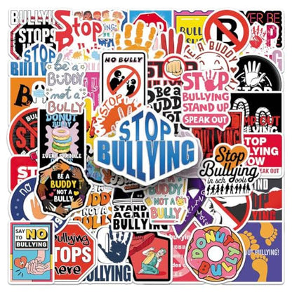 Anti Bullying Stickers |50Pcs Stop Bullying Theme Waterproof Vinyl Decals - color: Anti Bullying