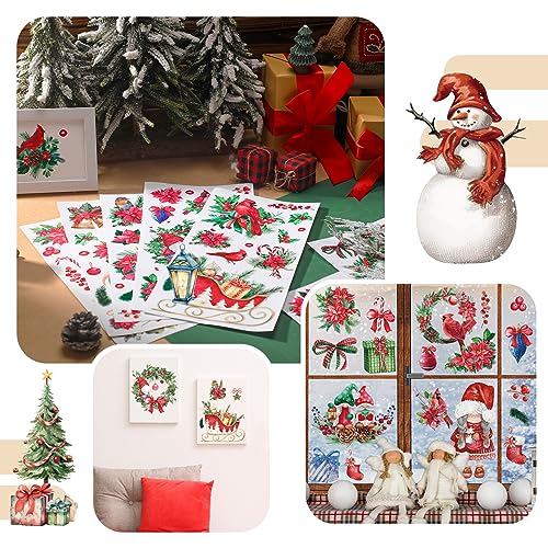 Lincia 10 Sheets Christmas Rub on Transfers for Crafts, Poinsettia - style: Poinsettia