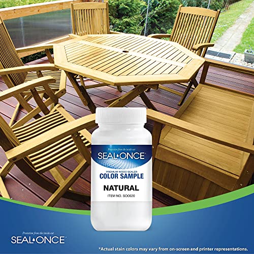 SEAL-ONCE Color Sample Semi-Transparent Wood Stain, Natural, 4 oz - color: Natural