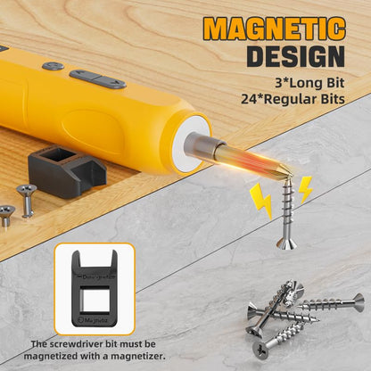 Electric Screwdriver Set, 1500mAh Cordless Rechargeable Screwdriver With Bits & Extension Shaft, Mini Power Tool For Electronics Repair, DIY Home Maintenance – 5N.m Torque, LED Light, 300rpm