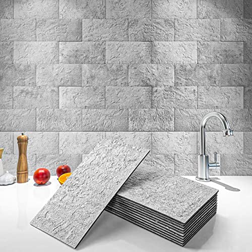 Art3d 102-Pack Peel and Stick Backsplash, Natural Stone White - color: Natural Stone White