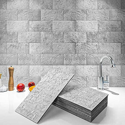 Art3d 102-Pack Peel and Stick Backsplash, Natural Stone White - color: Natural Stone White