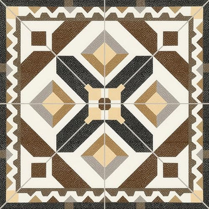 HOMETITUTE Rustic Geometric Brown Beige Peel Stick Floor 12x12 Vinyl - color: Brown, Beige