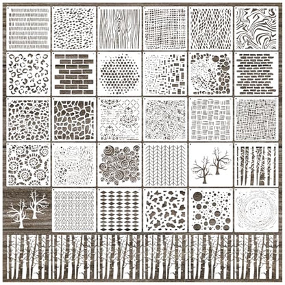 30pcs Texture Stencils for Crafts Reusable Mixed Media Geometric Stencil