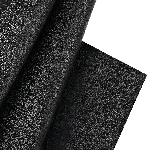 Marine Vinyl Fabric Faux Leather Upholstery, 1mm Thick, Waterproof & UV Resistant, Cotton Backing, Boat, Automotive, Crafting & Outdoor Pleather – 12" x 54" (1 FT), Black - color: Black, size: 1FT(12"x 54")-Rolled