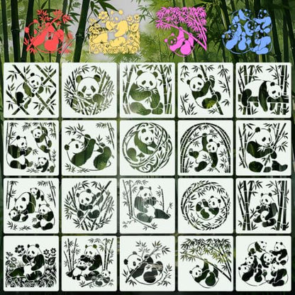 Panda Animal Stencils for Crafts Reusable 20Pcs Stencils(5.9X5.9 Inch) - color: Panda