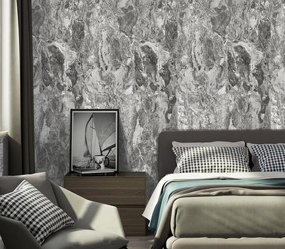 burgeliy Grey Marble Vinyl Wrap Protector Auto Modification Wallpaper 24"x356" Classic Style, Waterproof, Heat-Resistant,3D Thickened Peel and Stick, Countertops, Cabinets, Self Adhesive Tint Film - size: 24"x356"
