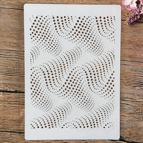 TIAMECH A4 Reusable Wavy Stencil for Painting - style: Wavy Dot