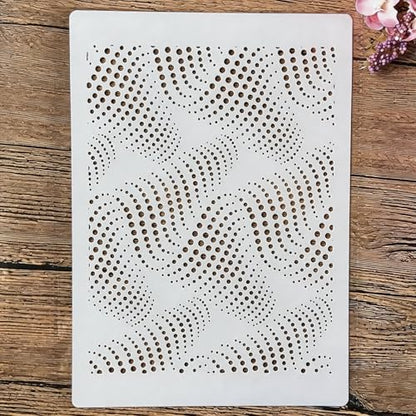 TIAMECH A4 Reusable Wavy Stencil for Painting - style: Wavy Dot