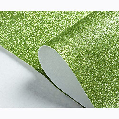 Faux Leather Sheets for Craft One Roll Sparkle Glitter Surface Solid Leather Fabric Sheets 12" x 53” (30cm x 135cm) Inch Large Size Leather Fabric (Avocado) - color: Avocado