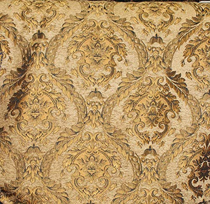 Damask Tapestry Chenille Fabric - Upholstery Fabric, 60" Width - Sold by The Yard (Light Brown/Gold) - color: Light Brown/Gold