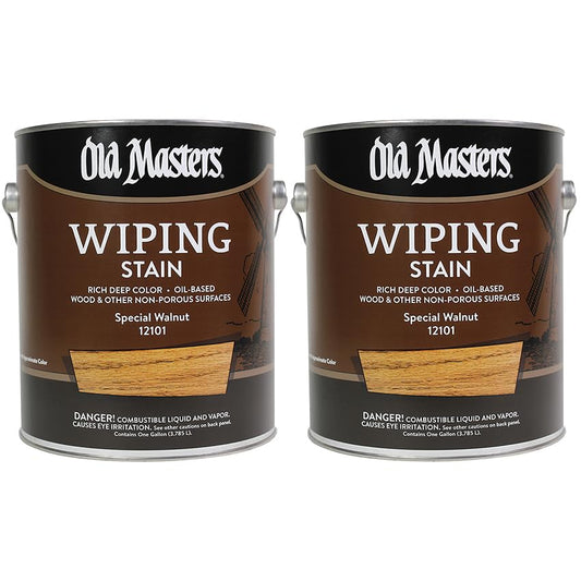 2 Pack of 1 gal Old Masters 12101 Special Walnut Old Masters Oil-Based Wiping Stain - color: Special Walnut, size: 1 Gallon