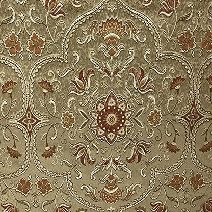 Moroccan Ornate Design Luxurious Classic Jacquard Fabric for Upholstery Sofa Cushions Dining Chair Window Treatments Craft - Width 54 inches - Fabric by Yard (Golden - Rust) - color: Golden - Rust