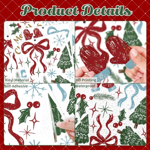 Merry Christmas Tree Wall Decals, 6 Sheet 80 Pcs - color: Christmas Tree