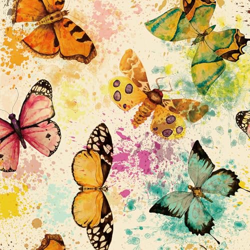 Livelynine 17.5x276 Vintage Butterfly Peel and Stick Wallpaper Self Adhesive Enchanted Easy Monarch Butterfly Wall Paper Pastel Pink Orange Cream Renter Friendly Contact Paper for Walls Waterproof - color: Vintage Butterfly, size: 17.5 x 276 Inch