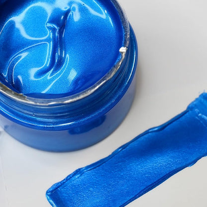 Shimmer Metallic Acrylic Paint Chalk Paste 1.7oz/50ml, Ideal for Wood/T-Shirts/Glass/Stone, DIY Crafts Projects Glitter Pearlescent Golden Pigment Suitable for Beginners Artists (Deep Blue) - color: Deep Blue