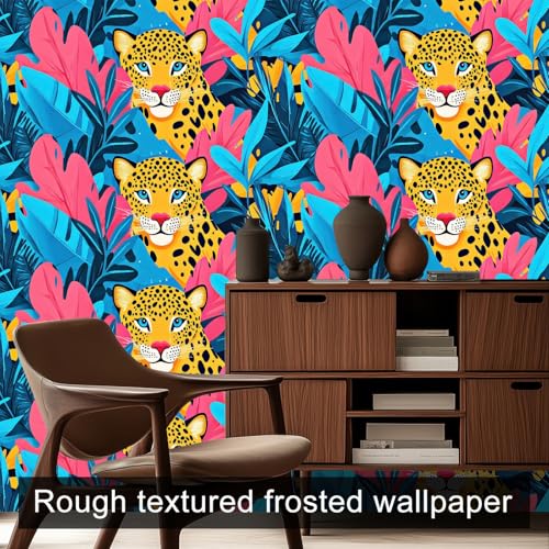 HOMETITUTE Tropical Leopard Peel and Stick Wallpaper 118.1 x 17.7 Inch - color: Tropical Leopard Face