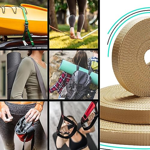 TECEUM Webbing Strap, 3/4" to 2", 10-50 Yds, Multi-Color Heavy Duty Tape - color: Caramel, size: 1.5"- 10 yards