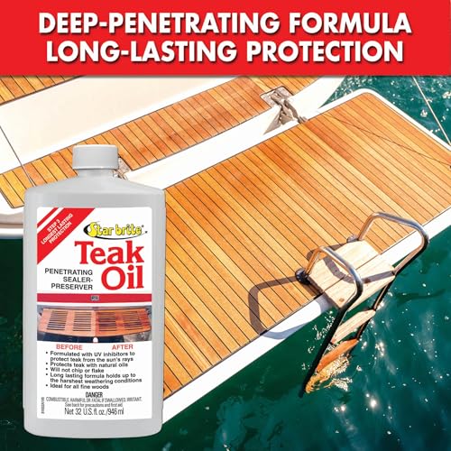 STAR BRITE Teak Oil, Long-Lasting, UV-Resistant Wood Sealer & Preserver - style: 16 oz