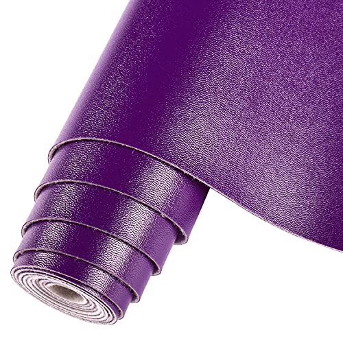 HGUAN Smooth Solid Color Purple Faux Leather 12"X53"(30cmX135cm),Faux Leather Sheets Roll Very Suitable for Making Crafts, Leather Earrings, Bows,Sewing (Purple) - color: Purple