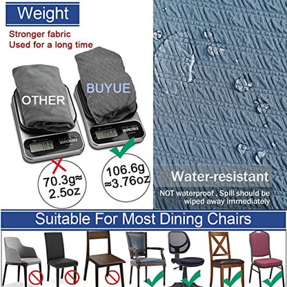 BUYUE Dining Room Chair Seat Covers Set of 6, TPU not Mixed, Friendly Jacquard Fabric Stretch Washable Slipcover for Kitchen Seat Cushions, Sky Blue-6PCS - color: Sky Blue, size: 6pcs