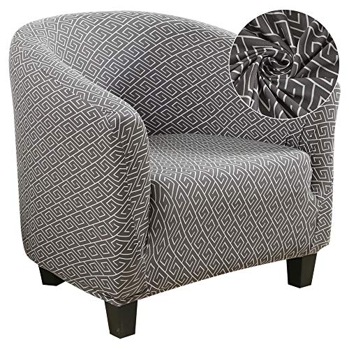 SearchI Club Chair Slipcover Stretch Barrel Chair Covers Printed Tub Chair Slipcovers Soft Spandex Armchair Sofa Cover Removable Couch Furniture Protector Arm Chair Cover for Living Room(Gray3) - color: Gray3