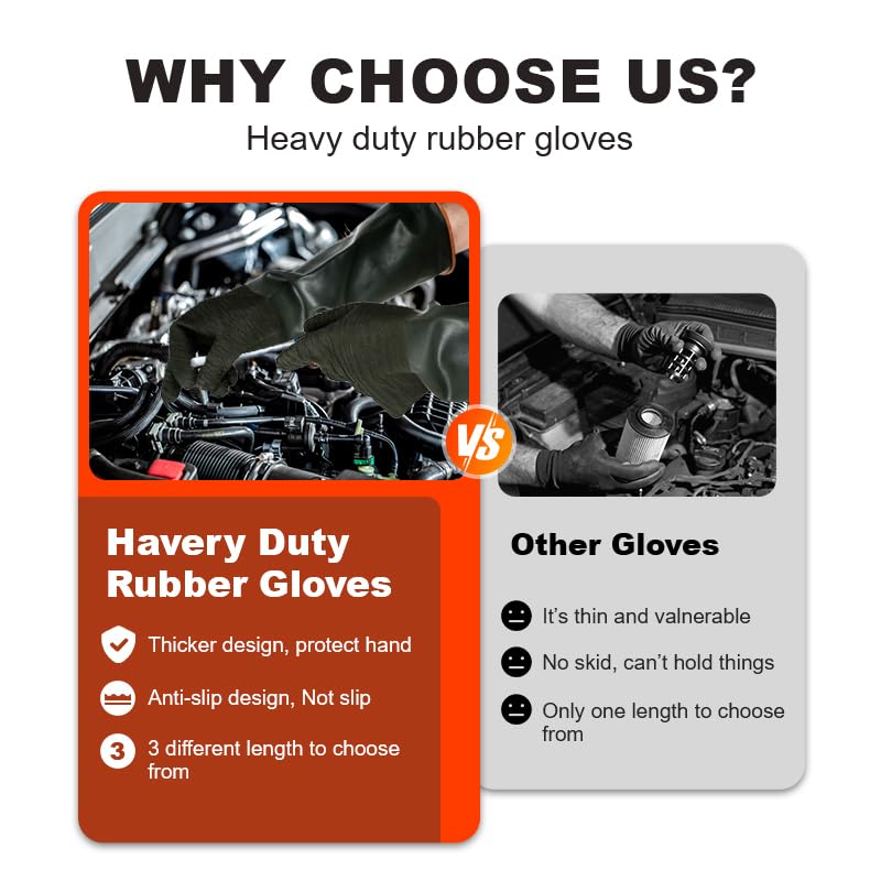 North Tower Heavy-Duty Latex Chemical Resistant Gloves,Long Rubber Gloves ﻿ - size: 22”