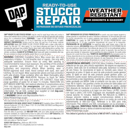 Dap 10504 All-Purpose Ready-to-Use Stucco Patch, 1-Quart - size: 1 Quart