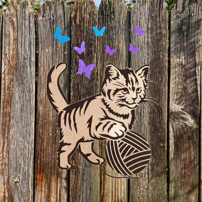 TIAMECH A4 Reusable Tabby Cat Yarn Ball Stencil for Painting - color: Tabby Cat with Yarn Ball