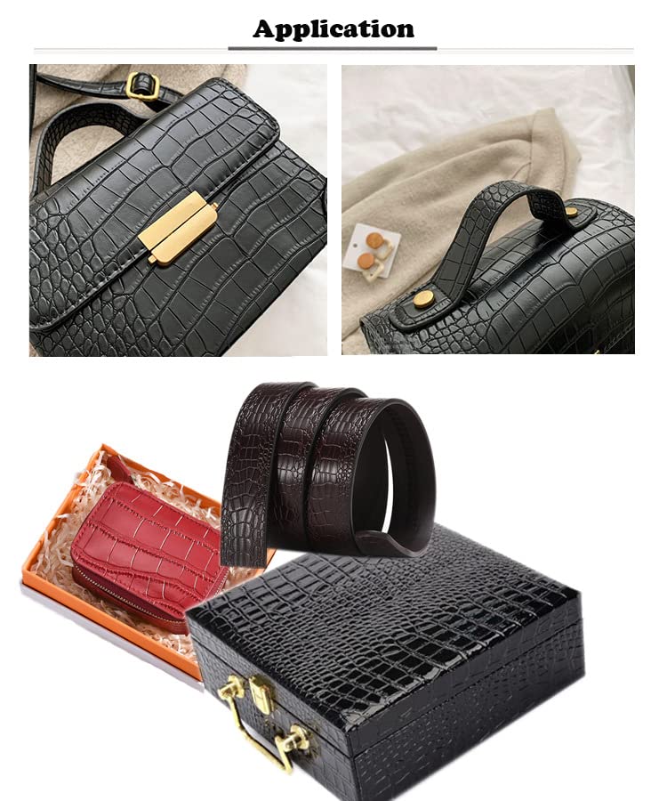 Wento Alligator Skin PU Leather Fabric Faux Leather Fabric Crocodile Fabric Leather Upholstery Fabric By 5 Yards - color: Pattern(b) Black, size: 5 Yards (54" x 180")
