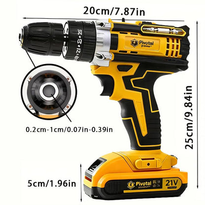 Multi-functional electric tool set, rechargeable multi-purpose electric hammer drill, speed control, torque adjustment, lightweight drill, suitable for household repairs, impact drill set