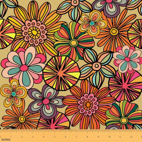 Boho Style Fabric by The Yard Retro Watercolor Flowers Rustic Plant Home DIY Fabric by The Yard Tribal Abstract Bohemian Plants Soft Polyester No Stretch Fabric Quilting Sewing,10 Yards - color: Color 4, size: 10 Yards
