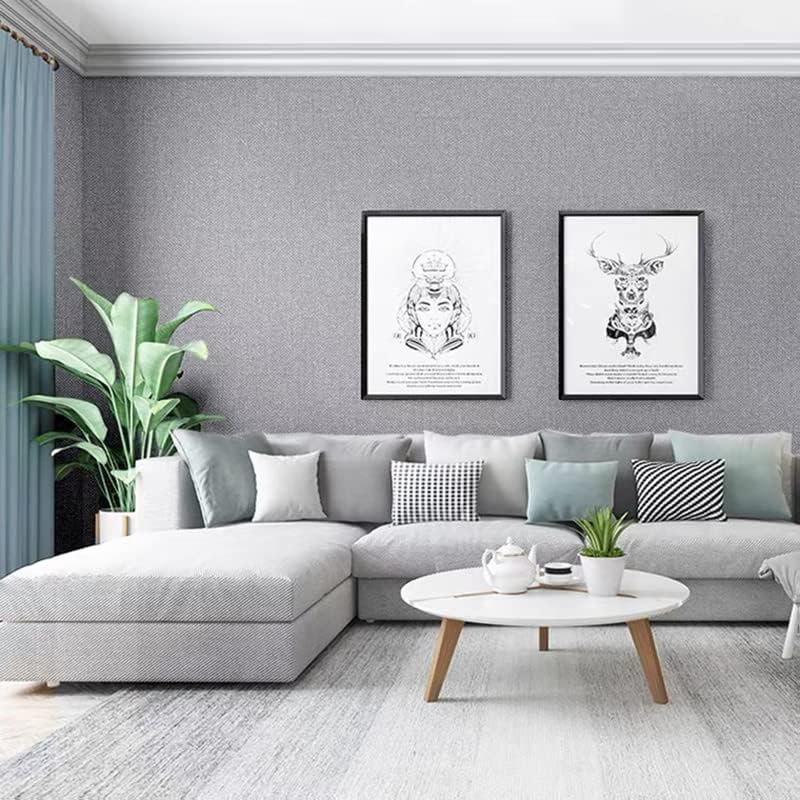 Gray Grasscloth Peel and Stick Wallpaper Self Adhesive 17.8"x118"