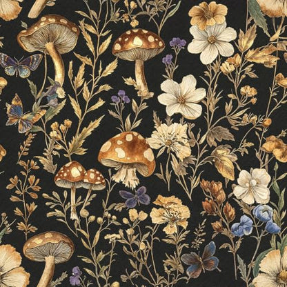 Froluya Mushroom Wallpaper Peel and Stick Dark Contact Paper 16.9” x 118.1” - color: Dark, size: 16.9" x 118.1"