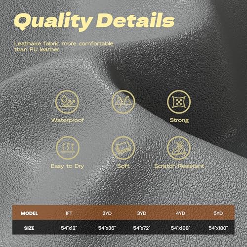 Marine Vinyl Fabric Faux Leather Upholstery, 1mm Thick, Waterproof & UV Resistant, Cotton Backing, Boat, Automotive, Crafting & Outdoor Pleather – 12" x 54" (1 FT), Grey - color: Grey, size: 1FT(12"x 54")-Rolled