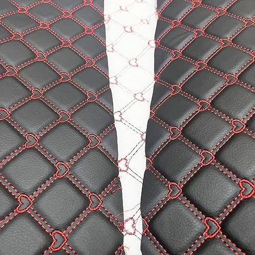 Quilted Foam Vinyl Fabric Heart Pattern with 0.23" Sponge Backing Faux Leather Fabric for Car Headliner, Furniture Upholstery, Headboards,Diamond 2" x 3" (Heart) - color: Heart
