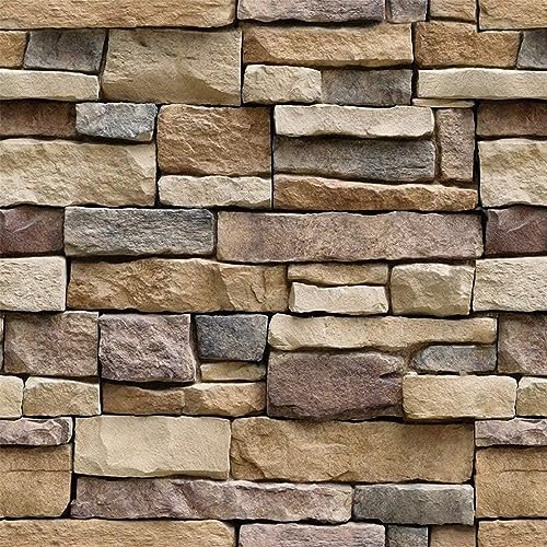 Abyssaly Stone Wallpaper Brick Peel and Stick Wallpaper Backsplash - color: Brown, size: 17.7" x 236.2"