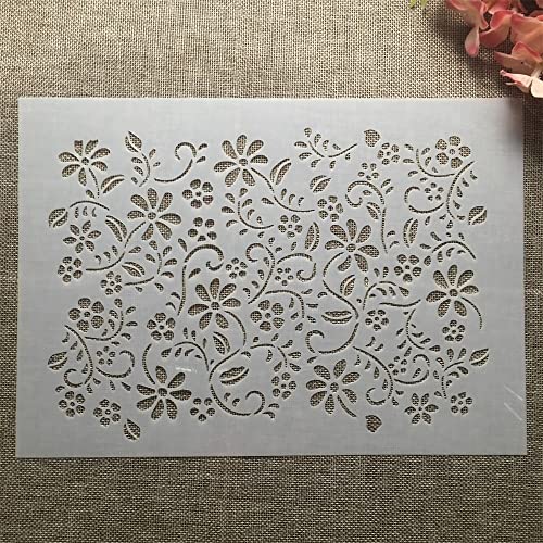 TIAMECH A4 Reusable Grass Stencil for Painting - style: Flower Grass