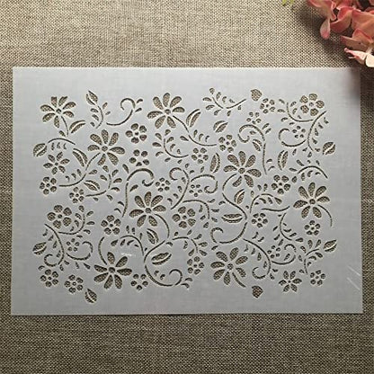 TIAMECH A4 Reusable Grass Stencil for Painting - style: Flower Grass
